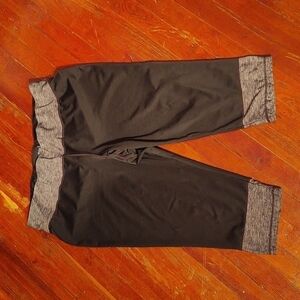 Ideology Cropped Black Leggings with Gray Space Dye Trim Sz 3X